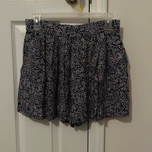 Dark blue and pink paisley shorts